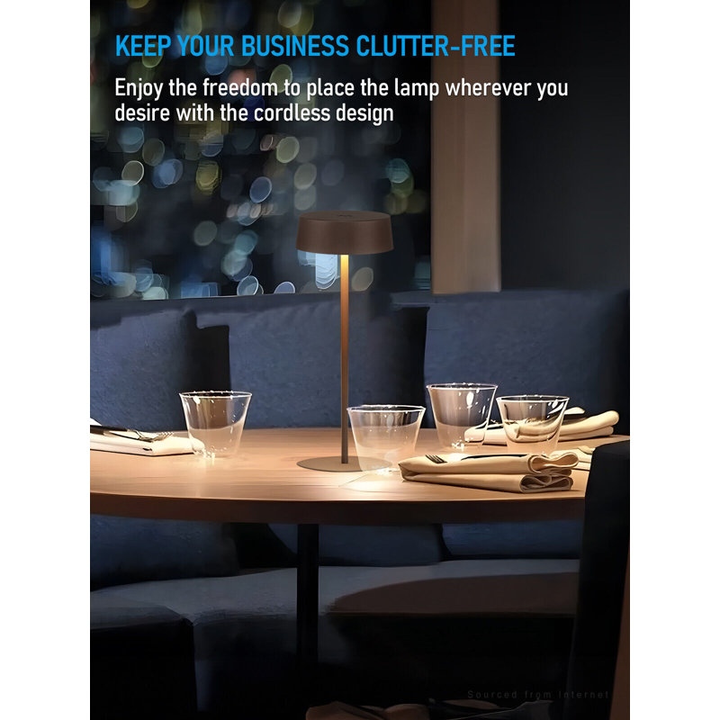 Ebern Designs LED Rechargeable Wireless Table Lamps, IP54, Touch Control, Dimmable, 2700K Soft ...